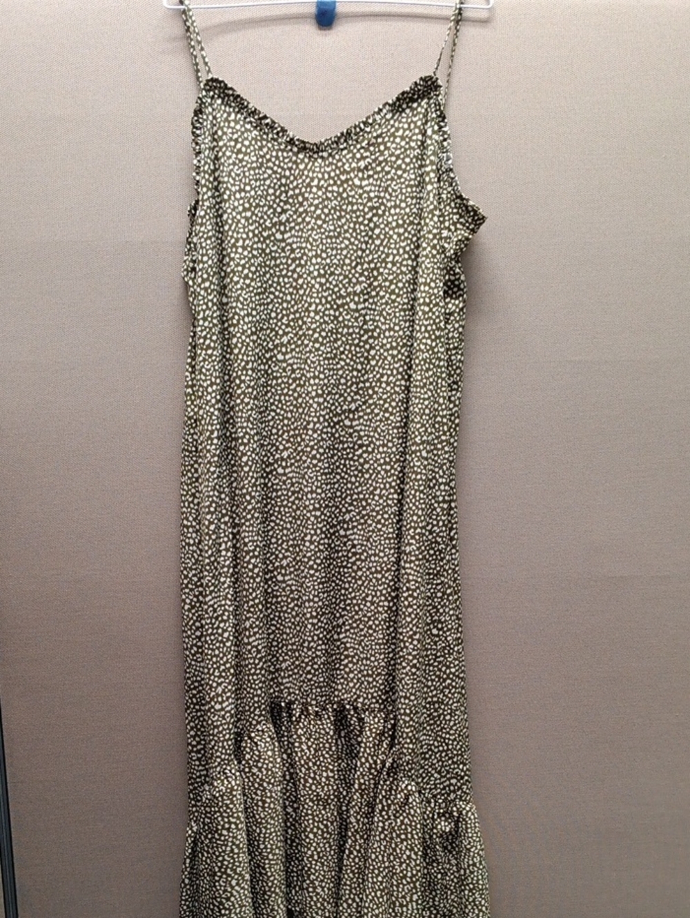mittoshop Olive and Cream Spotted Maxi Slip Dress